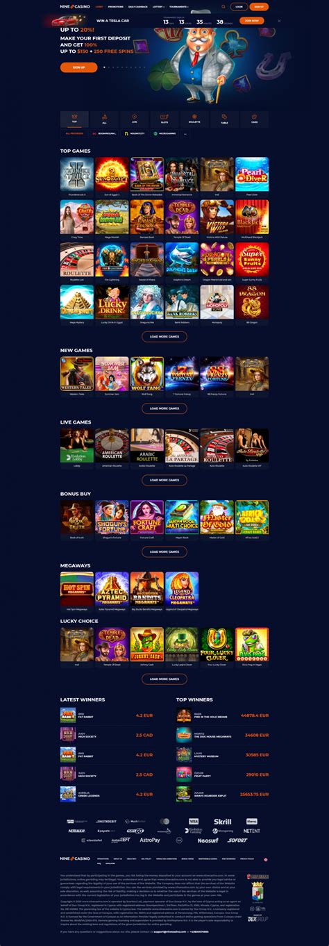 NineCasino Review (2024) Get €150 + 250 Free Spins.